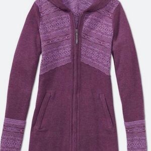 Athleta Kingsbury Wool Sweater Purple X-Small Full Zip Long Sleeve Tunic Hooded